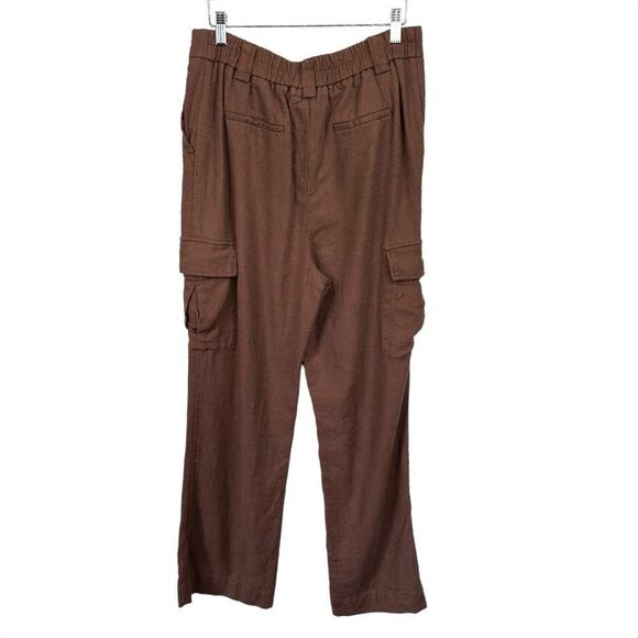 House of Harlow 1960 Chocolate Brown Linen Cargo Pants, Size 10 - Picture 3 of 13